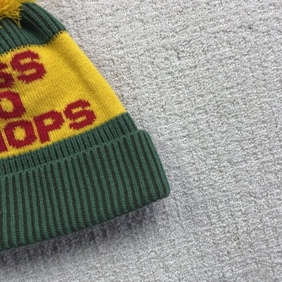 Bass Pro Shops Knit Winter Tuque Beanie w/ Pom Green / Yellow / Red Hunting - Picture 3 of 6